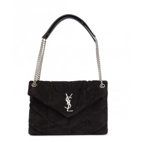 Yves Saint Laurent LOULOU PUFFER BAG SUEDE Y577476 Black
