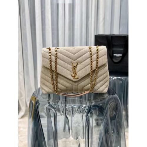 Yves Saint Laurent LOULOU SMALL IN QUILTED Y LINEN Y587216