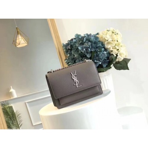 Yves Saint Laurent Leather Cross-body Shoulder Bag Y8004 Grey