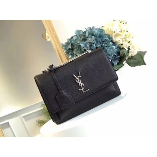 Yves Saint Laurent Leather Cross-body Shoulder Bag Y8005 Black