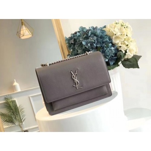 Yves Saint Laurent Leather Cross-body Shoulder Bag Y8005 Grey