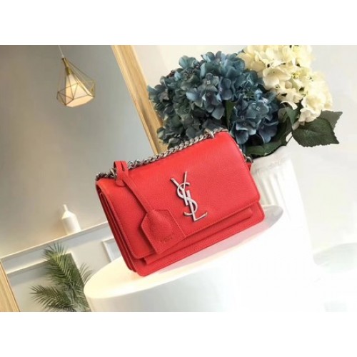 Yves Saint Laurent Leather Cross-body Shoulder Bag Y8005 Red
