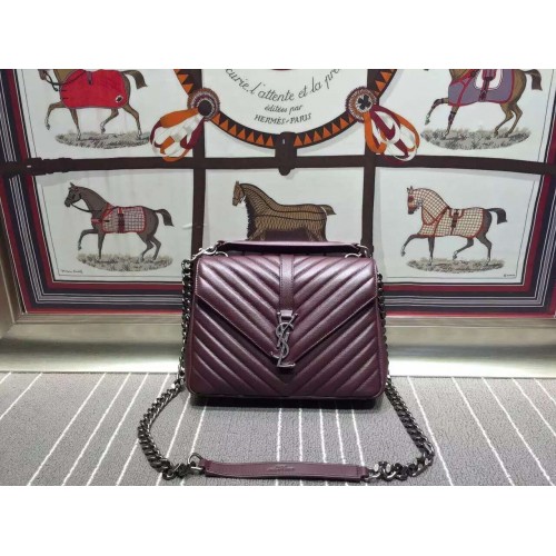 Yves Saint Laurent Messenger Bag  Origianl Leather YSL0338 Burgundy