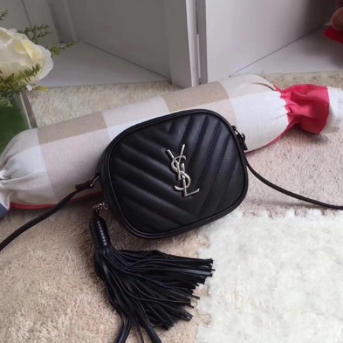 Yves Saint Laurent Monogram Leather Bag Y5804 Black