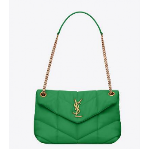 Yves Saint Laurent PUFFER SMALL CHAIN BAG IN QUILTED LAMBSKIN 5774761 EMERALD GREEN
