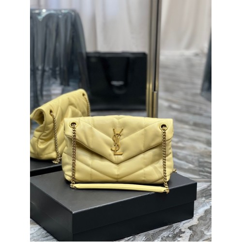 Yves Saint Laurent PUFFER SMALL CHAIN BAG IN QUILTED LAMBSKIN 5774761 yellow