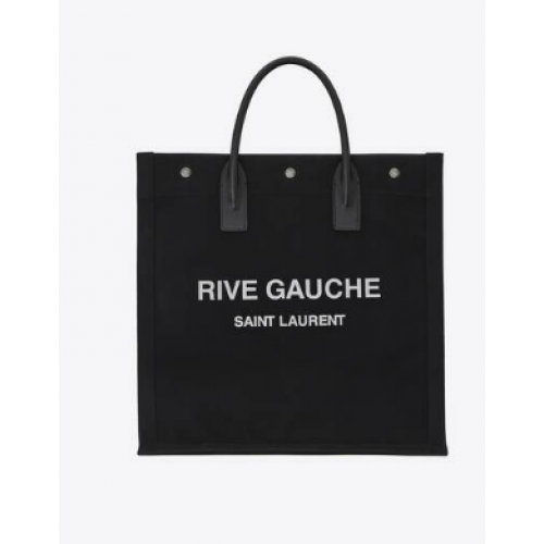Yves Saint Laurent RIVE GAUCHE N/S SHOPPING BAG IN COTTON 9E1070 black