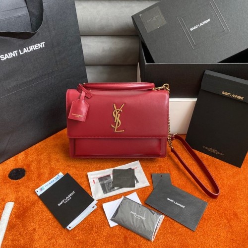 Yves Saint Laurent SUNSET MEDIUM CHAIN BAG IN SMOOTH LEATHER 442906 RED