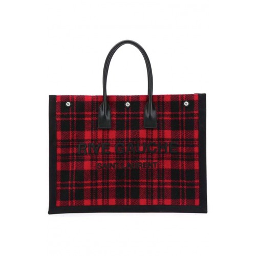 Yves Saint Laurent Tote Book LINEN Shopping Bag Y509415 red