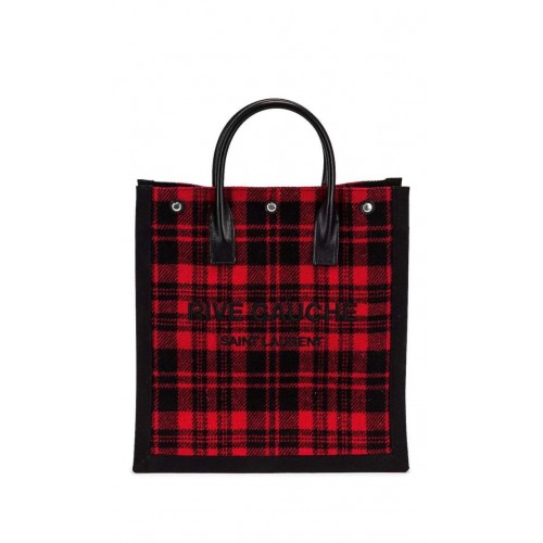 Yves Saint Laurent Tote Book LINEN Shopping Bag Y509416 red