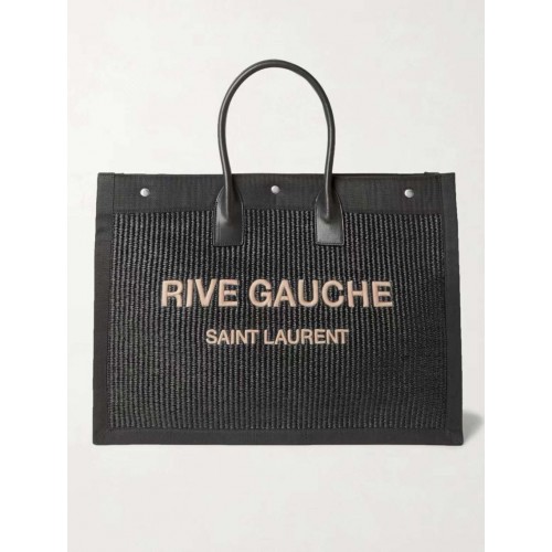 Yves Saint Laurent Tote Book Weave Shopping Bag D23698 Black