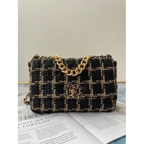 chanel 19 flap bag Tweed AS1160 AS1161 AS1162 black