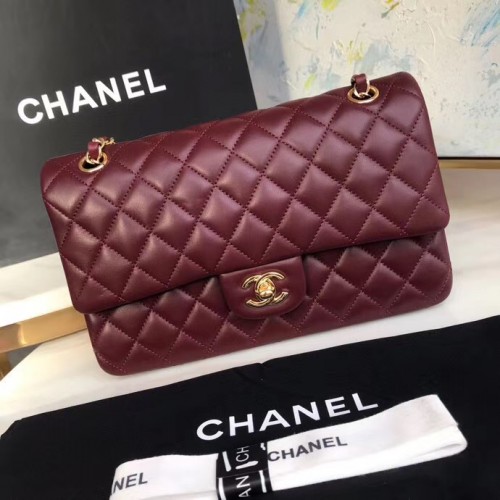 chanel classic handbag Lambskin gold Metal A01112 Burgundy