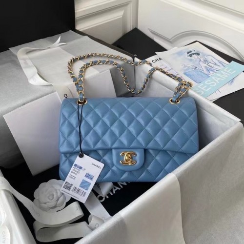 chanel classic handbag Lambskin gold Metal A01112 blue