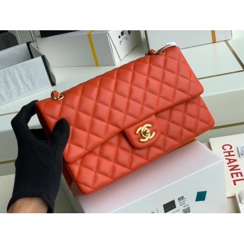 chanel classic handbag Lambskin gold Metal A01112 red