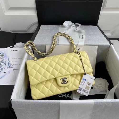 chanel classic handbag Lambskin silver Metal A01112 yellow