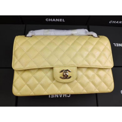 chanel flap bag Iridescent Grained Calfskin&Gold-Tone AS1112 yellow