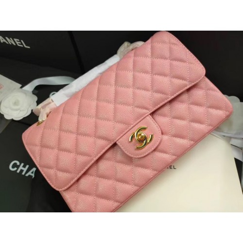 chanel flap bag Iridescent Grained Calfskin&Gold-Tone AS1112 pink