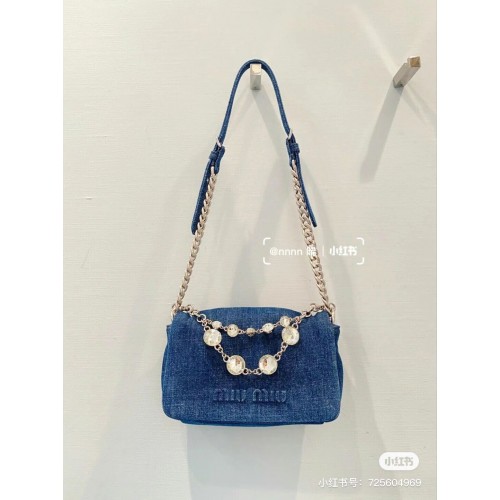 miu miu Denim Shoulder Bag 5ND223 blue
